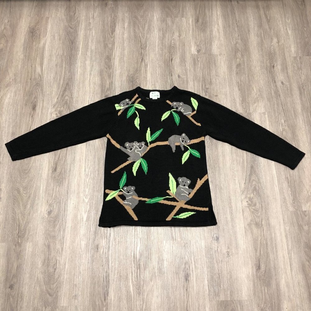 Vintage Koala Knit Sweater Crewneck Rainforest The Quacker Factory Size Medium